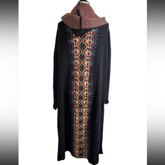 Outback Trading Company Tania Long Aztec black hooded duster cardigan L XL - Picture 7 of 13